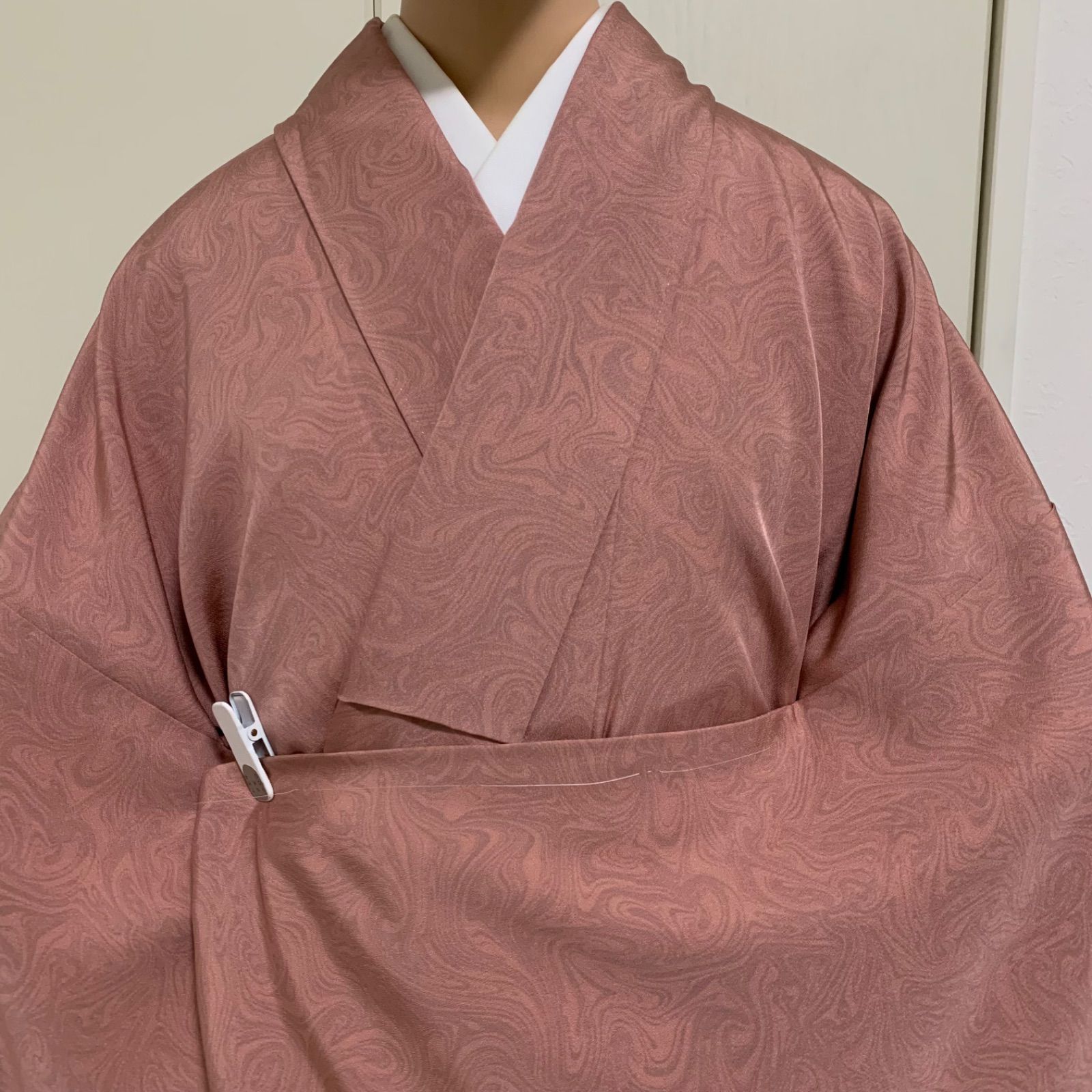 着物 袷 小紋 正絹 紬 新品 未使用 しつけ糸付き 小紋 袷 紬 型染 藍染 茶屋辻 しつけ付き 逸品