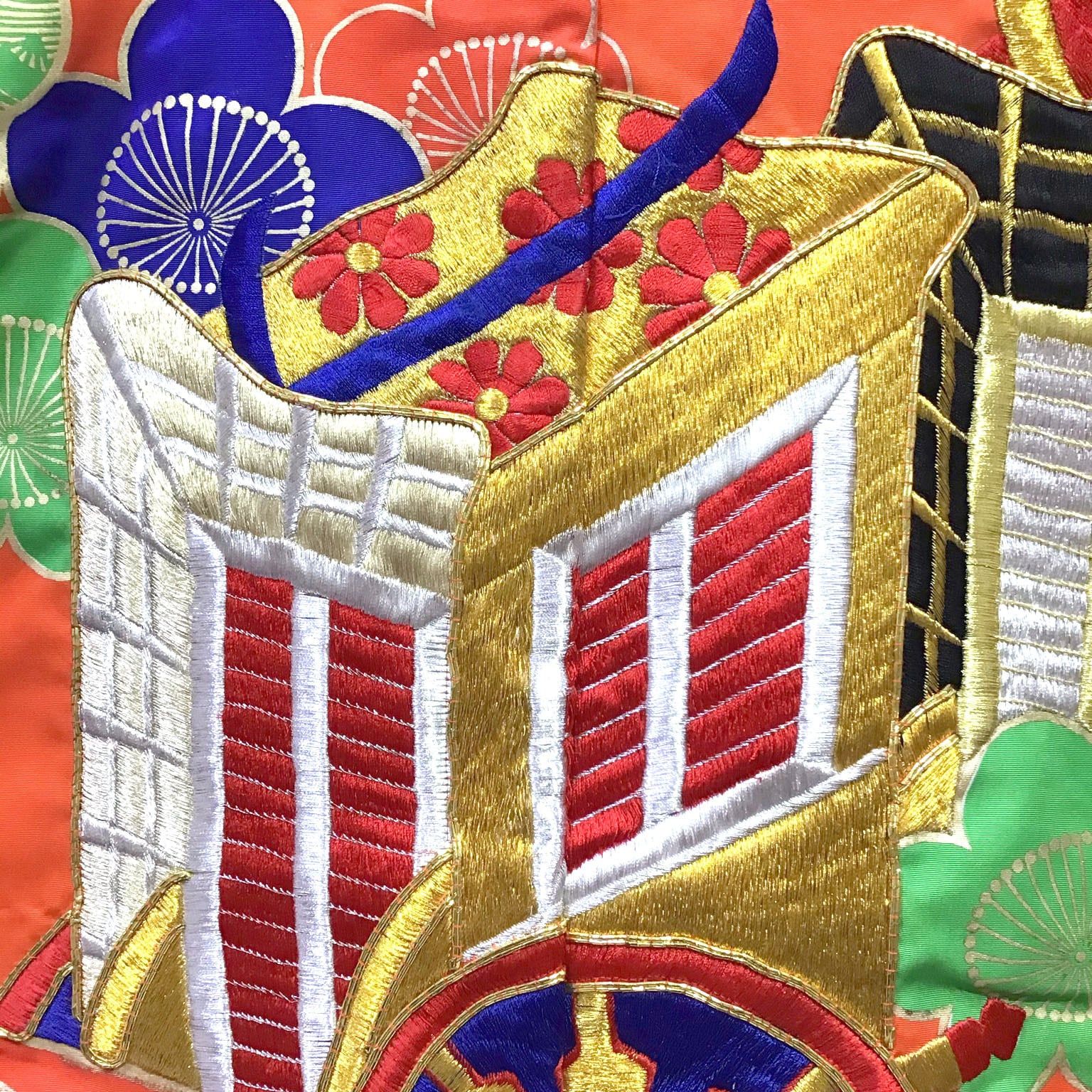  着物 打掛 刺繍 御所車 鶴 赤系地 No.200701-1671 梱包サイズ80 白無垢 色打掛 着物