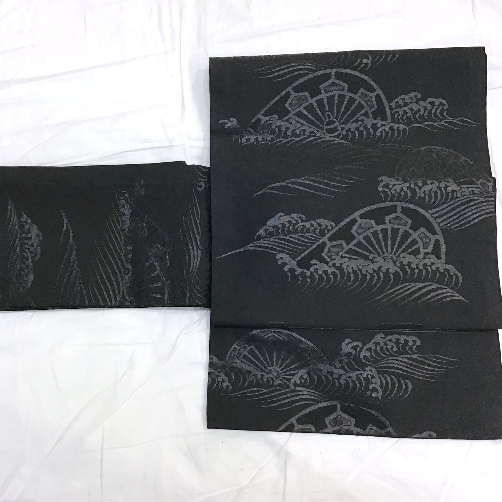 名古屋帯 喪服用 片輪車 No.200701-1683 梱包サイズ60