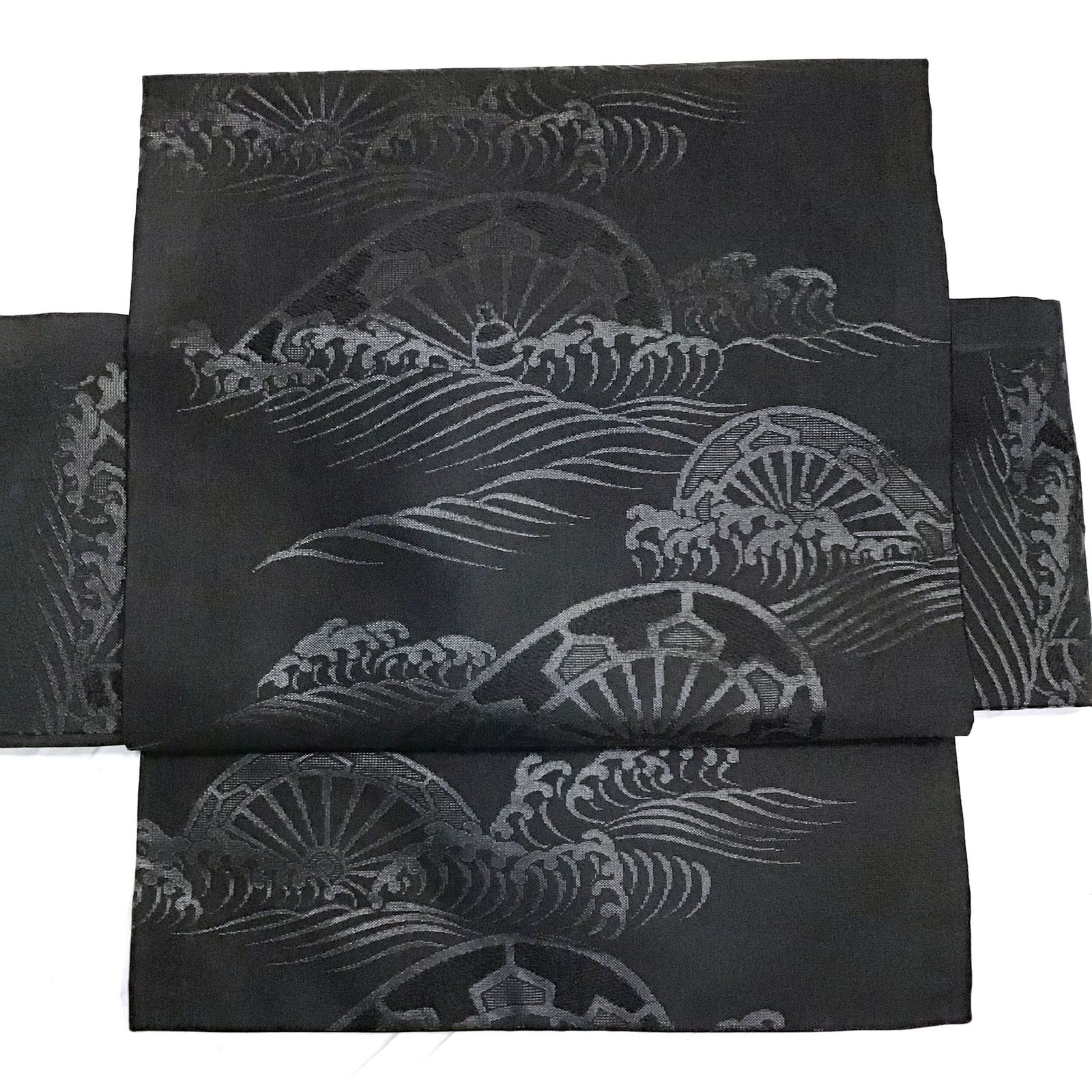 名古屋帯 喪服用 片輪車 No.200701-1683 梱包サイズ60