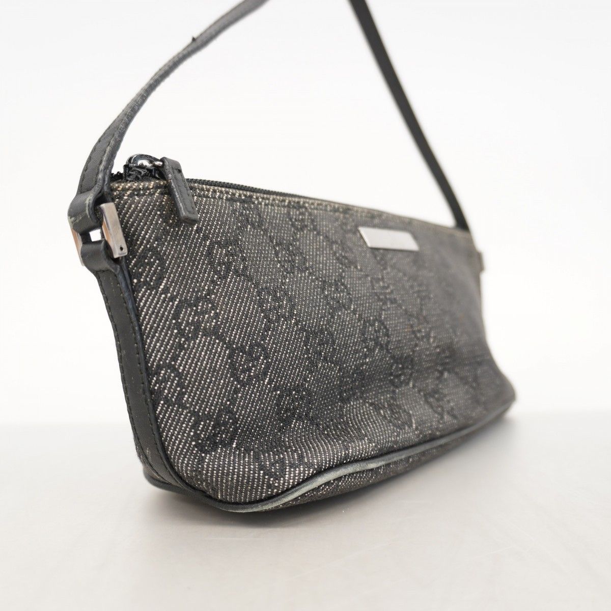 5oc2472 グッチ ポーチ 07198 デニム ブラック シルバー金具 レディース