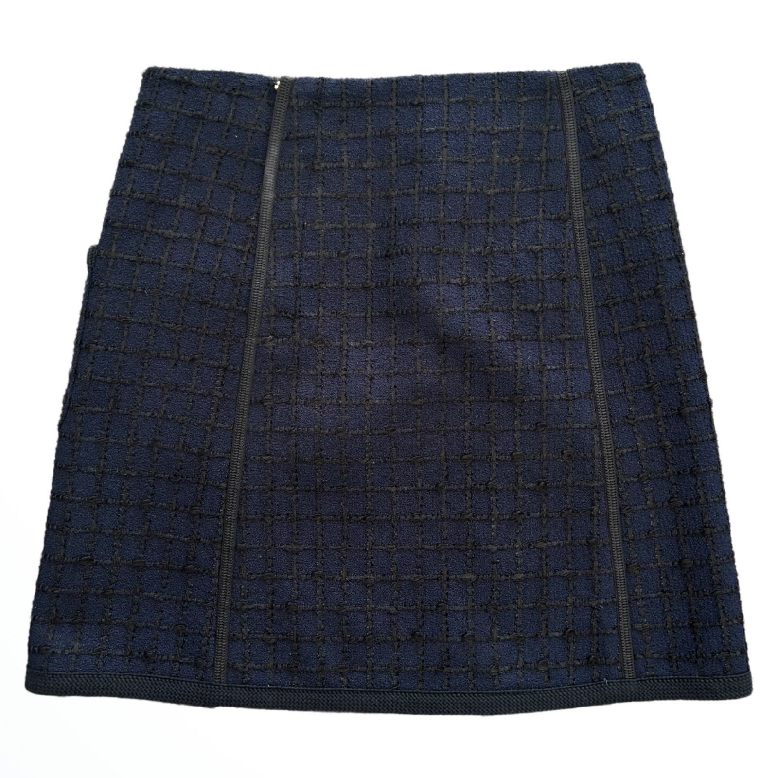 LOUIS VUITTON ルイ ヴィトン コットン スカート ツイード ネイビー 36 12SS RW121A ポケット レディース