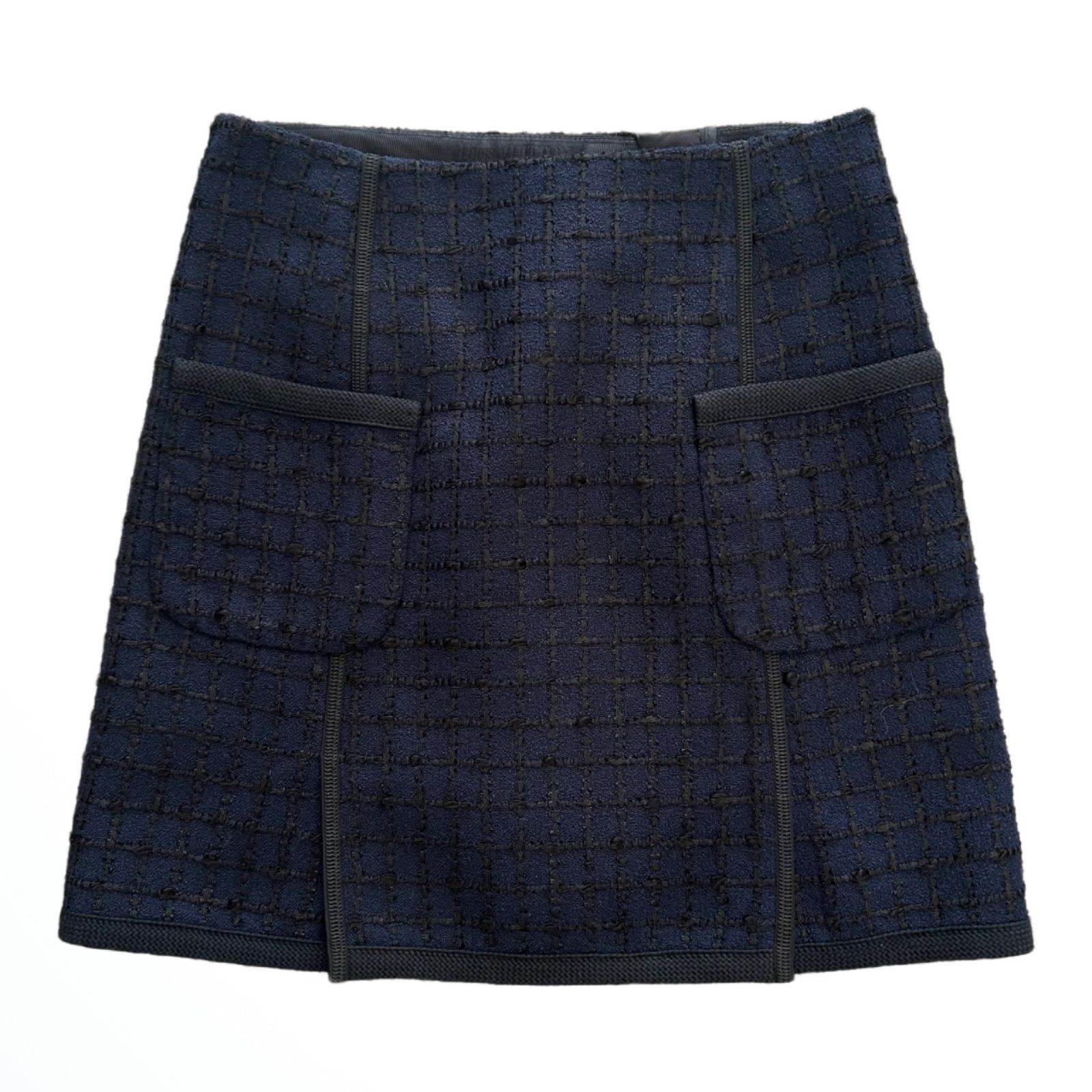 LOUIS VUITTON ルイ ヴィトン コットン スカート ツイード ネイビー 36 12SS RW121A ポケット レディース