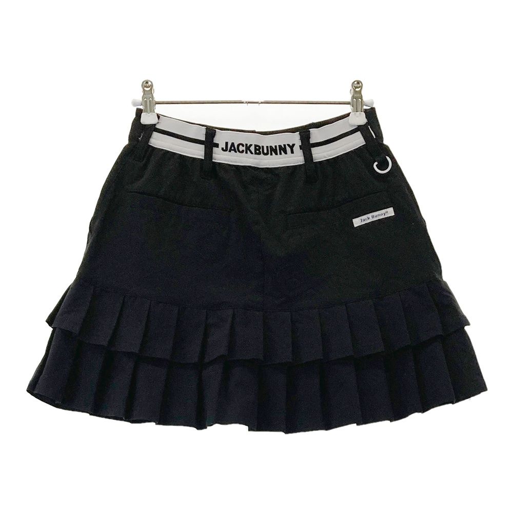 サイズ 00 JACK BUNNY ジャックバニー インナー付スカート ロゴ総柄 ブラック系 ゴルフウェア レディース ストスト