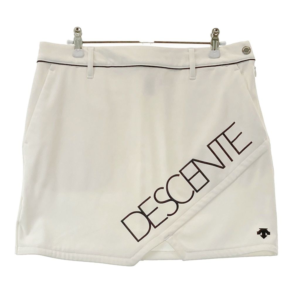 サイズ O GOLF デサントゴルフ 裏起毛 ストレッチスカート ロゴ ホワイト系 ゴルフウェア レディース ストスト