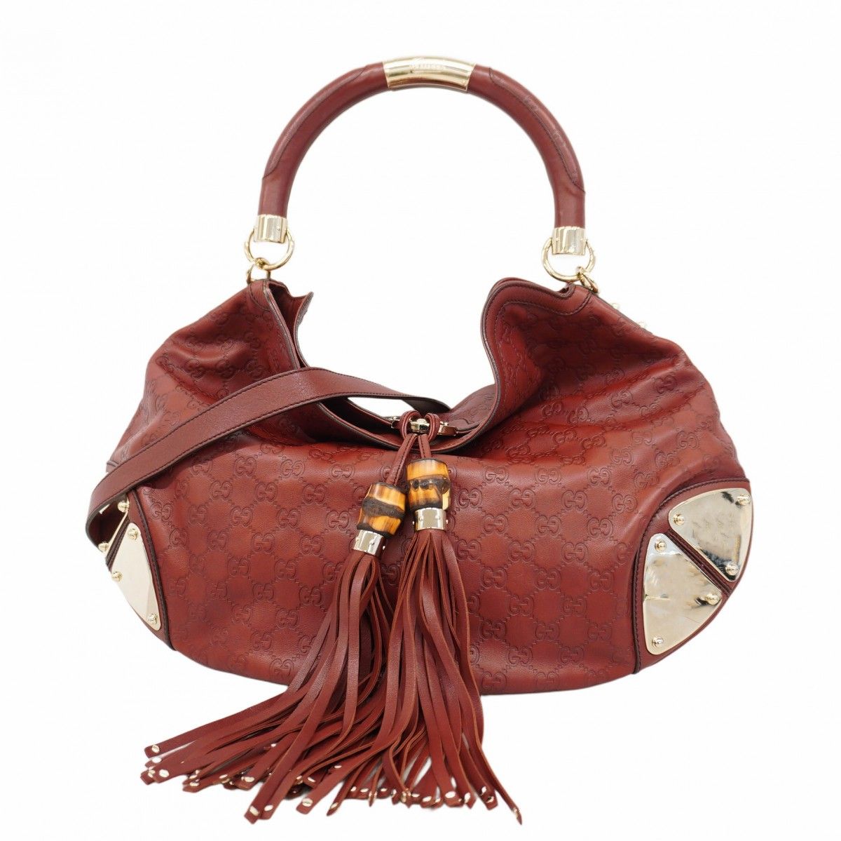 5oc2569 グッチ ハンドバッグ グッチシマ ホースビット 177088 レザー ボルドー シャンパンゴールド金具 2wayバッグ レディース
