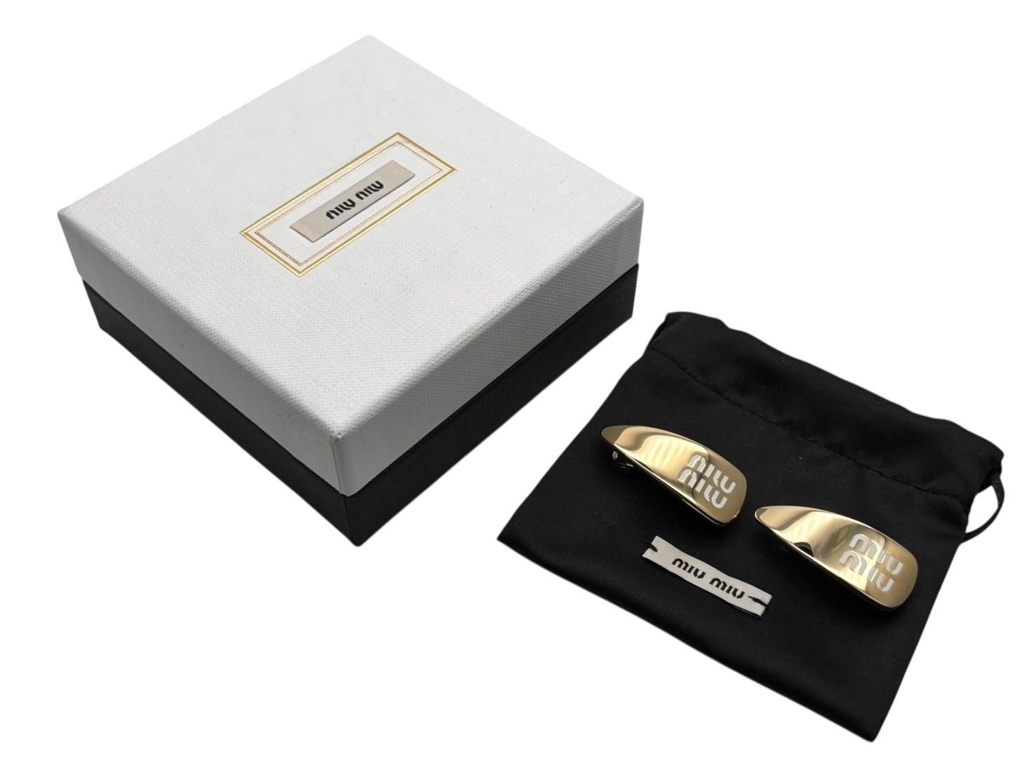 MIUMIU ミュウミュウ ヘアピンセット ブランドロゴ 5IF173 メタル ゴールド金具 4b008859