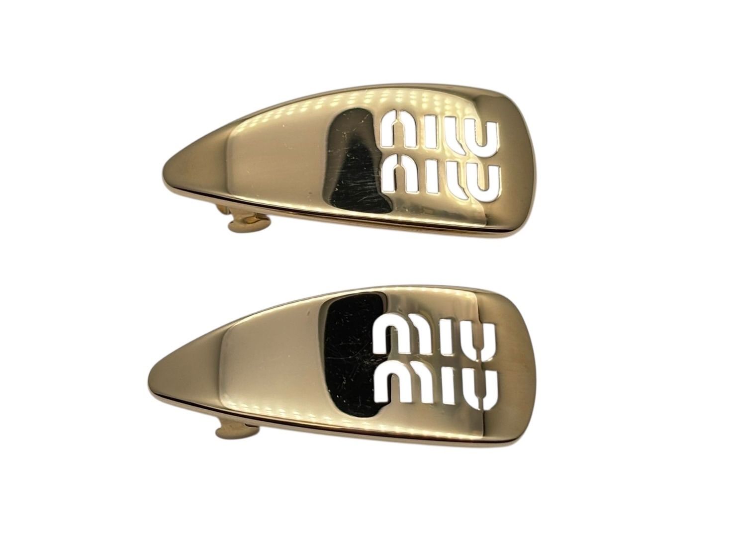 MIUMIU ミュウミュウ ヘアピンセット ブランドロゴ 5 IF 173 メタル ゴールド金具 4 b 008859