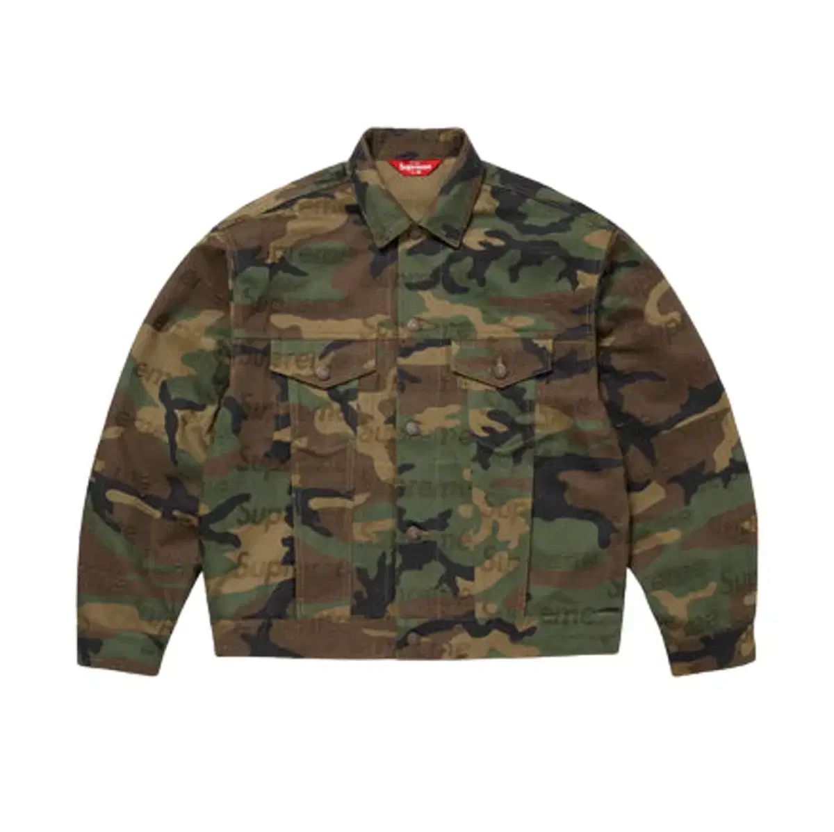 XL シュプリーム ジャカード ロゴ デニム トラッカー ジャケット ウッドランド カモ - 25FW