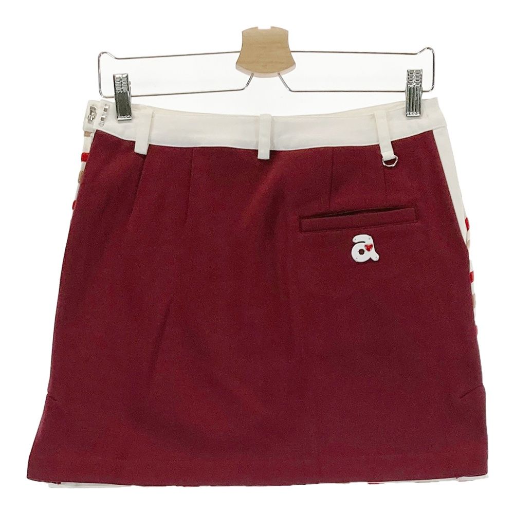 サイズ 38 アルチビオ 裏フリース スカート ストライプ柄 レッド系 ゴルフウェア レディース ストスト