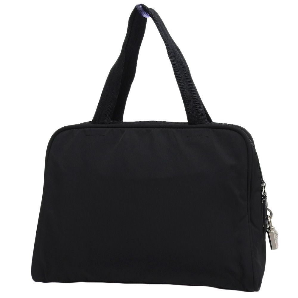 本物保証 布袋付 超 プラダ PRADA 三角プレート ハンドバッグ BR0141 ナイロン ブラック