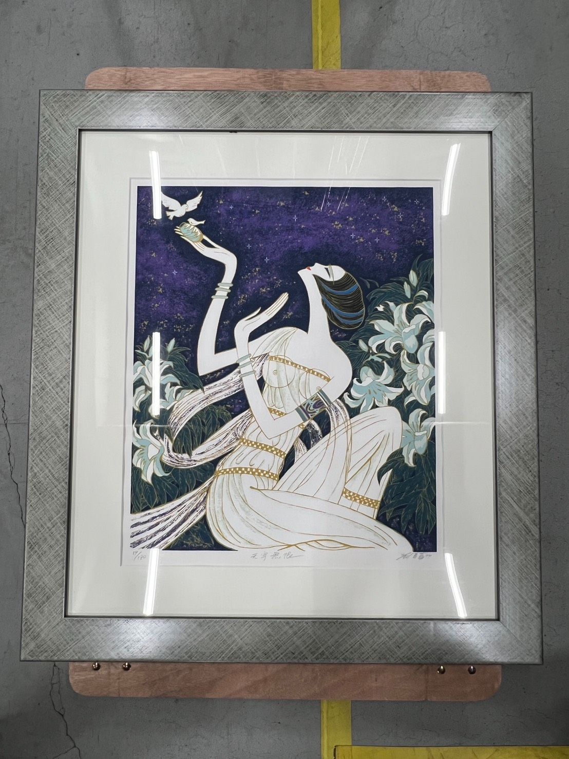 絵画・額縁・版画・青江 鞠・新品未使用・星の収穫・夢・美術品・インテリア・雑貨 □ 劉長青（Liu Changqing）「天守無限」 直筆サイン入 版画