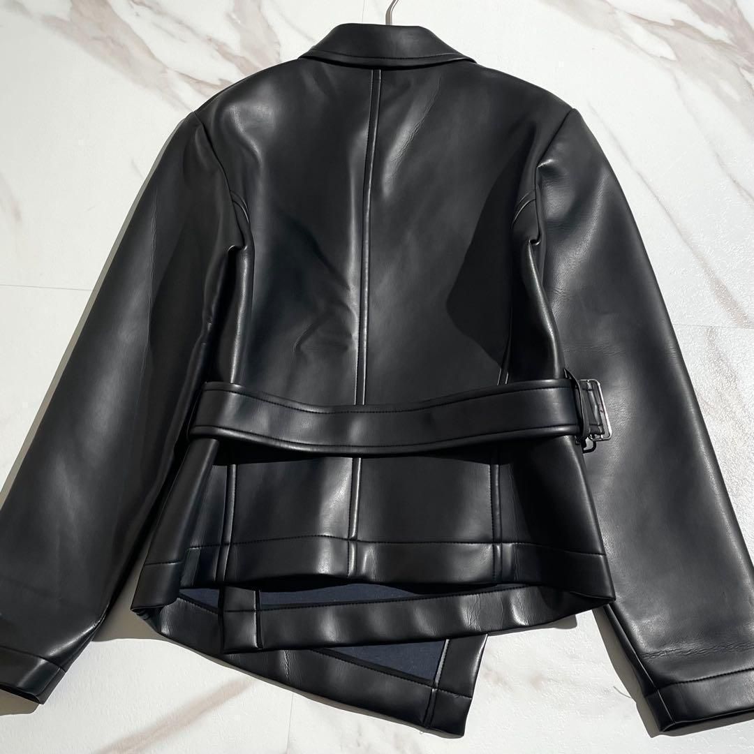 COMME des GARCONS コムデギャルソン 名作 アーカイブ archive 1980s 1980年代 ライダースジャケット エコレザー フェイクレザー ベルテッド ブラック 黒 S レディース GJ-05016S MERCADOAVALIA_COM_BR