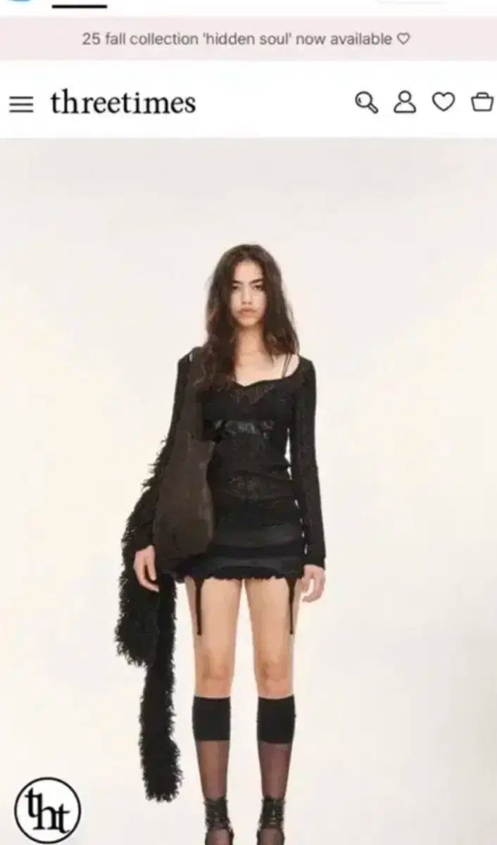 スリータイムズ クロス パール トップ cross pearl top ブラック