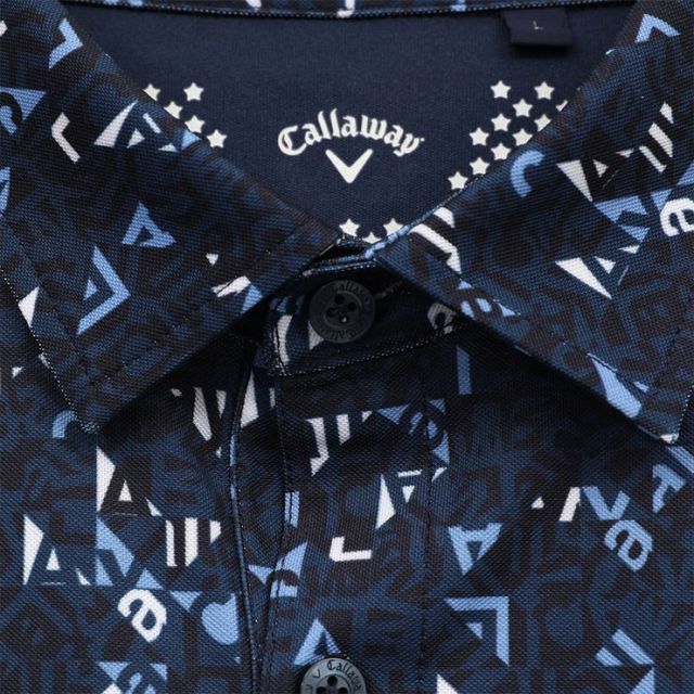 キャロウェイ 幾何学ロゴプリント カノコ 半袖 ポロシャツ ゴルフウェア メンズ 2025年春夏モデル M-3L C25134111 種類8：ホワイト(1030)/3L キャロウェイ 幾何学ロゴプリント カノコ