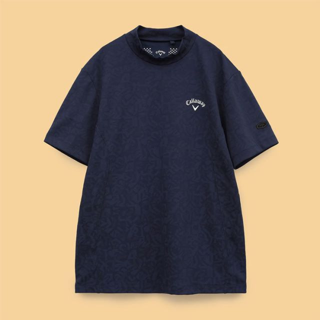 新品 キャロウェイ レッドレーベル 半袖 モックネック ネイビー LLサイズ 種類8：ネイビー(1120)/L キャロウェイ 幾何学ロゴジャカード モック