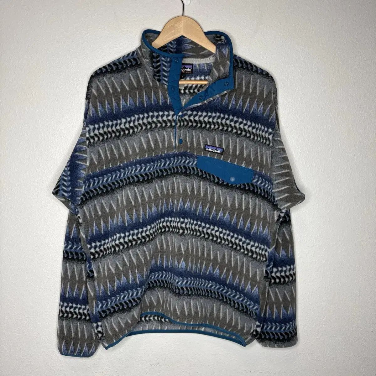 15FW patagonia シチョンリラ スナップT フリース ブルー グレー アズテック パータン