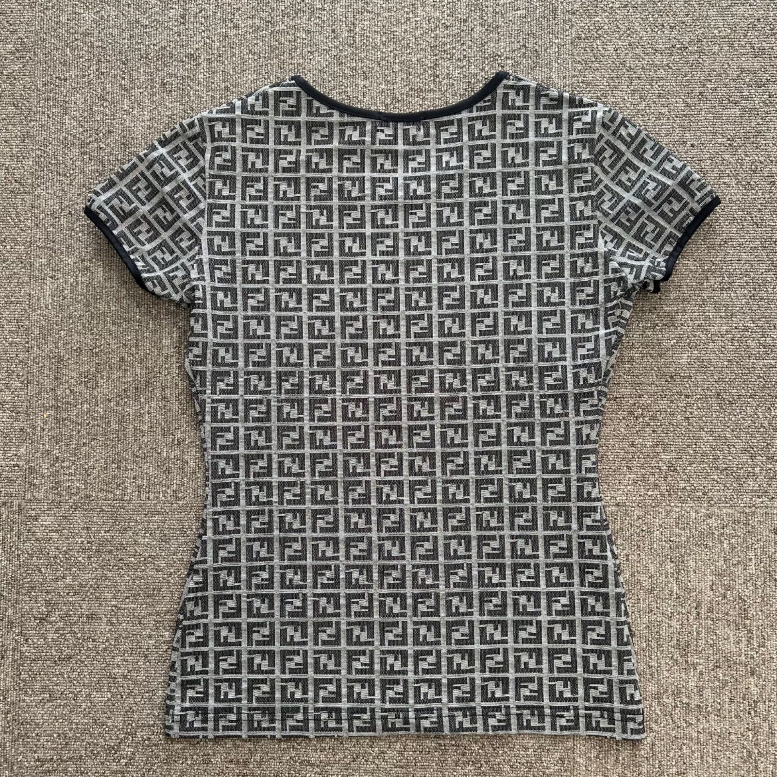 FENDI フェンディ ズッカ ブラック Tシャツ 44 ロゴ グレー レディース 半袖