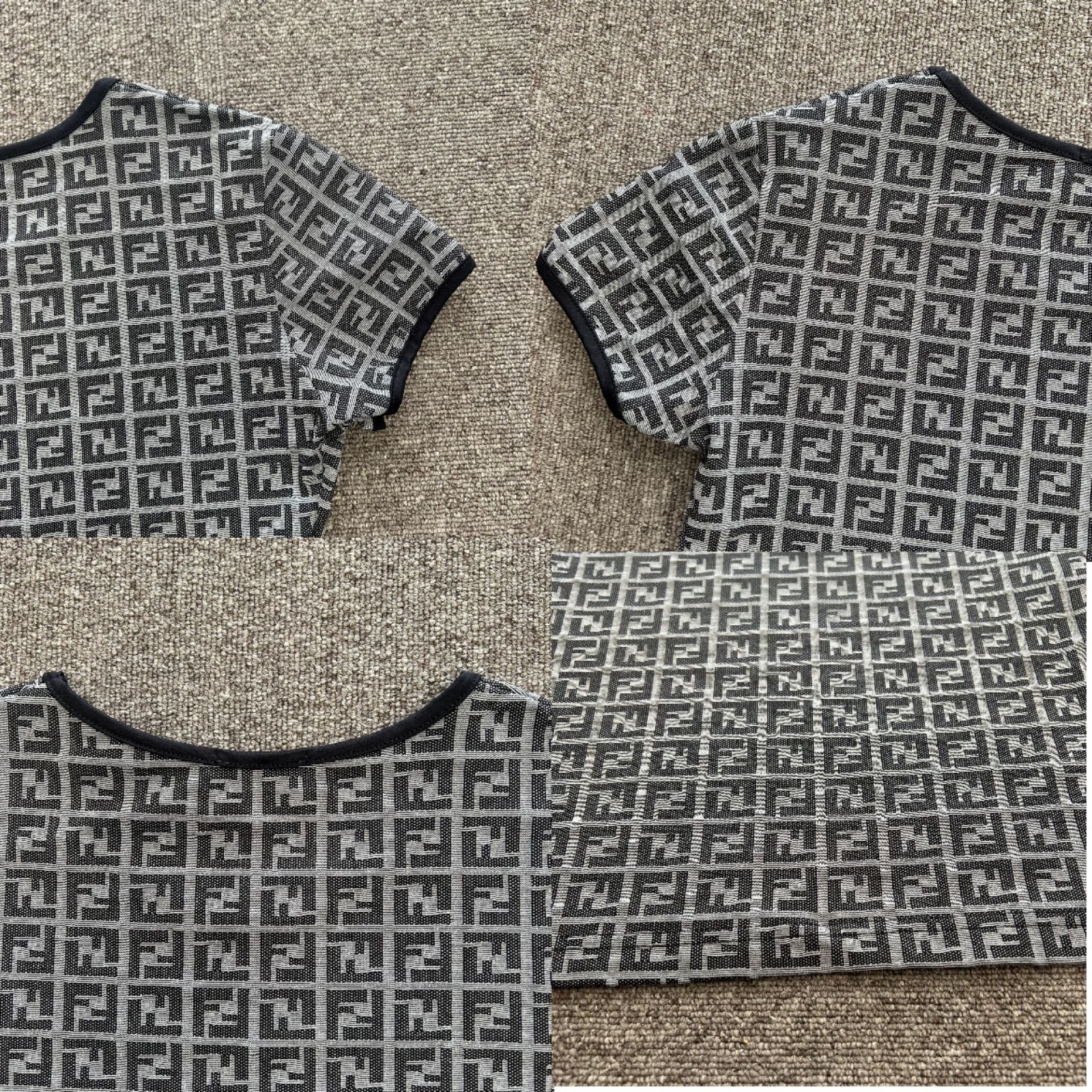 FENDI フェンディ ズッカ ブラック Tシャツ 44 ロゴ グレー レディース 半袖 GINKGOPHARMACY_COM