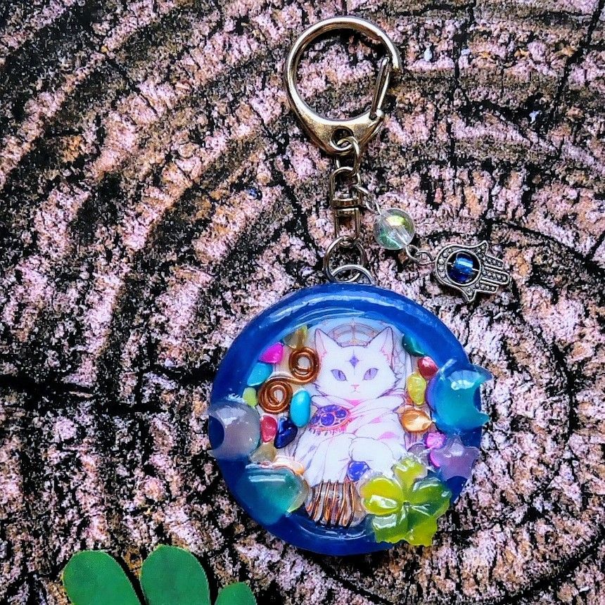 9点 まとめ売り レジン 天然石 オルゴナイト キーホルダー チャーム キーホルダー兼オルゴナイト】銀河の王様 天然石 幸運 雑貨 小物