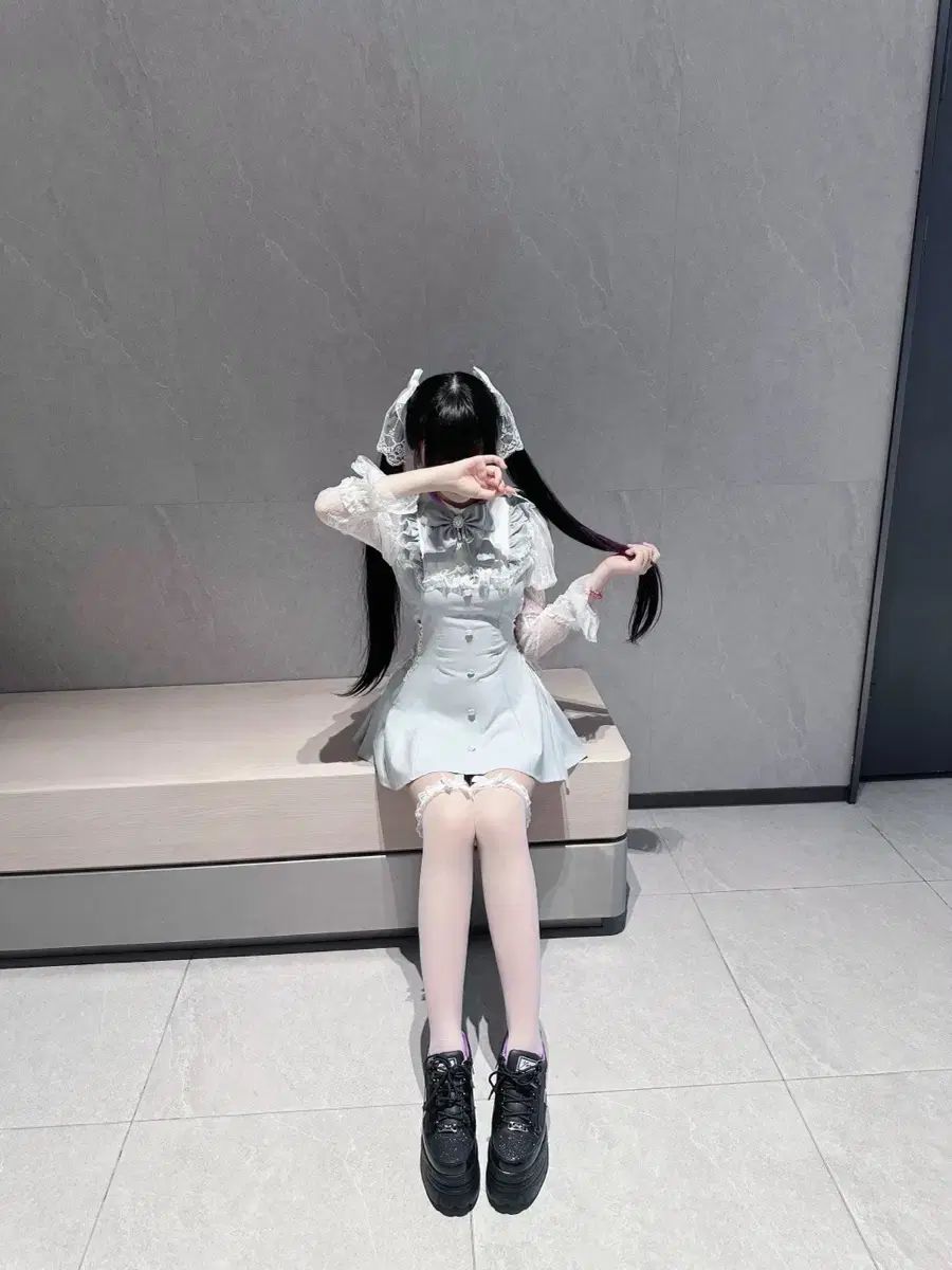  量産型 地雷系 セット 長袖 レース ボー ONE PIECE 2 COLOR 長袖 七分袖 ミニワンピース