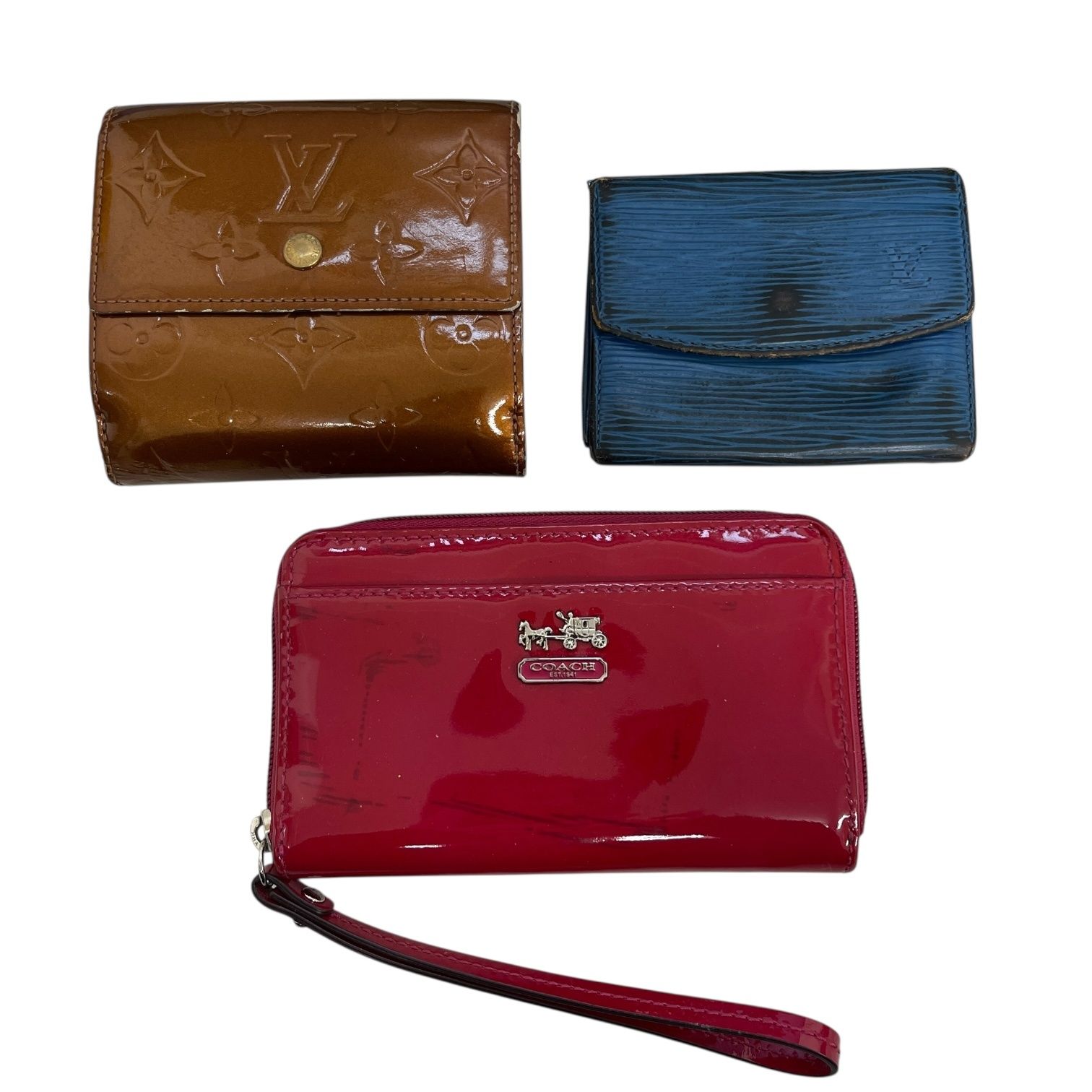 品 ルイヴィトン エピ コインケース ヴェルニ Wホック 三つ折り財布 コーチ ジップ財布 3点 まとめ A88917RK
