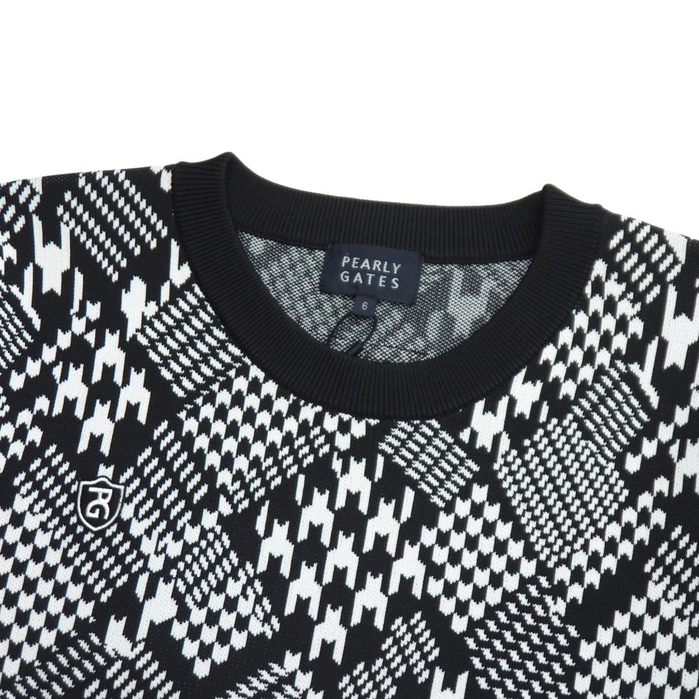 パーリーゲイツ 幾何学模様 クルーネックセーター