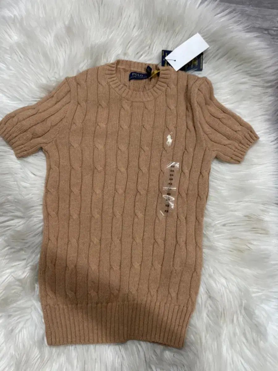 ポロ ラルフローレン ケーブル 半袖ニット ブラウン XS - メルカリ