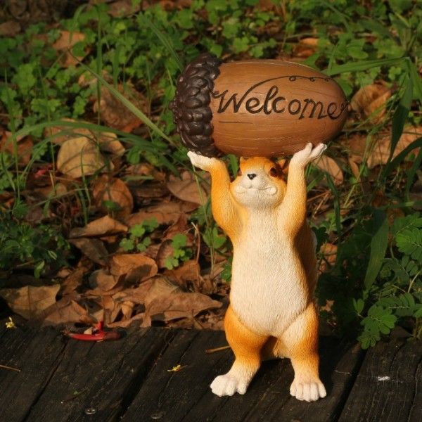 リス】ガーデンオブジェ リス ガーデンオーナメント ドングリ 樹脂