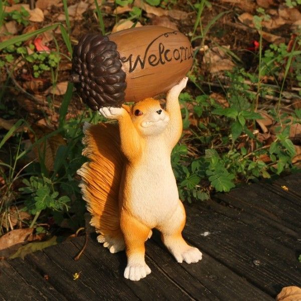 リス】ガーデンオブジェ リス ガーデンオーナメント ドングリ 樹脂