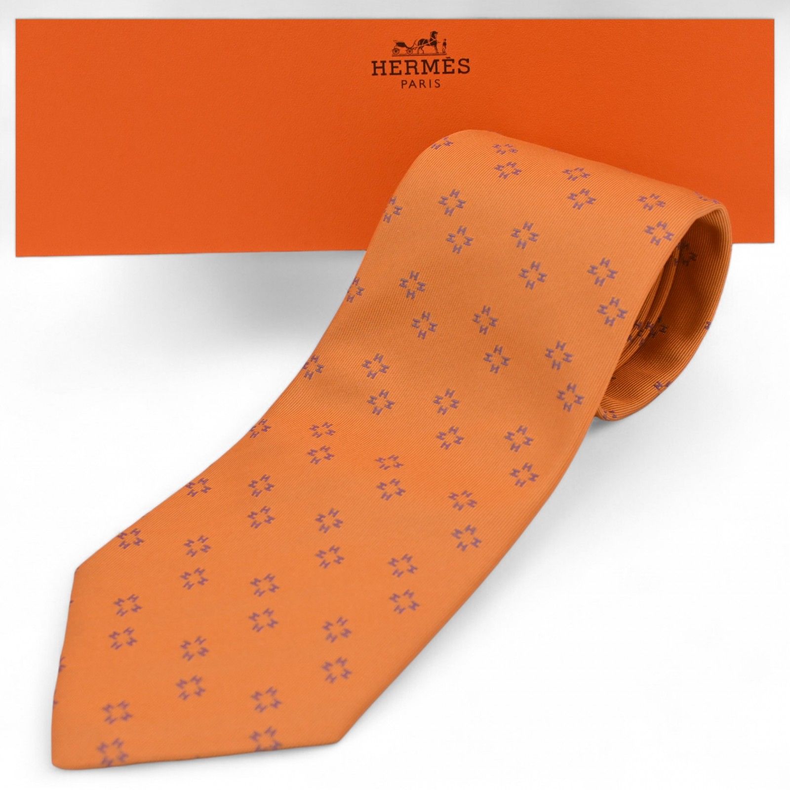 エルメス ネクタイ レギュラータイ Hロゴ オレンジ Aランク he8905ng