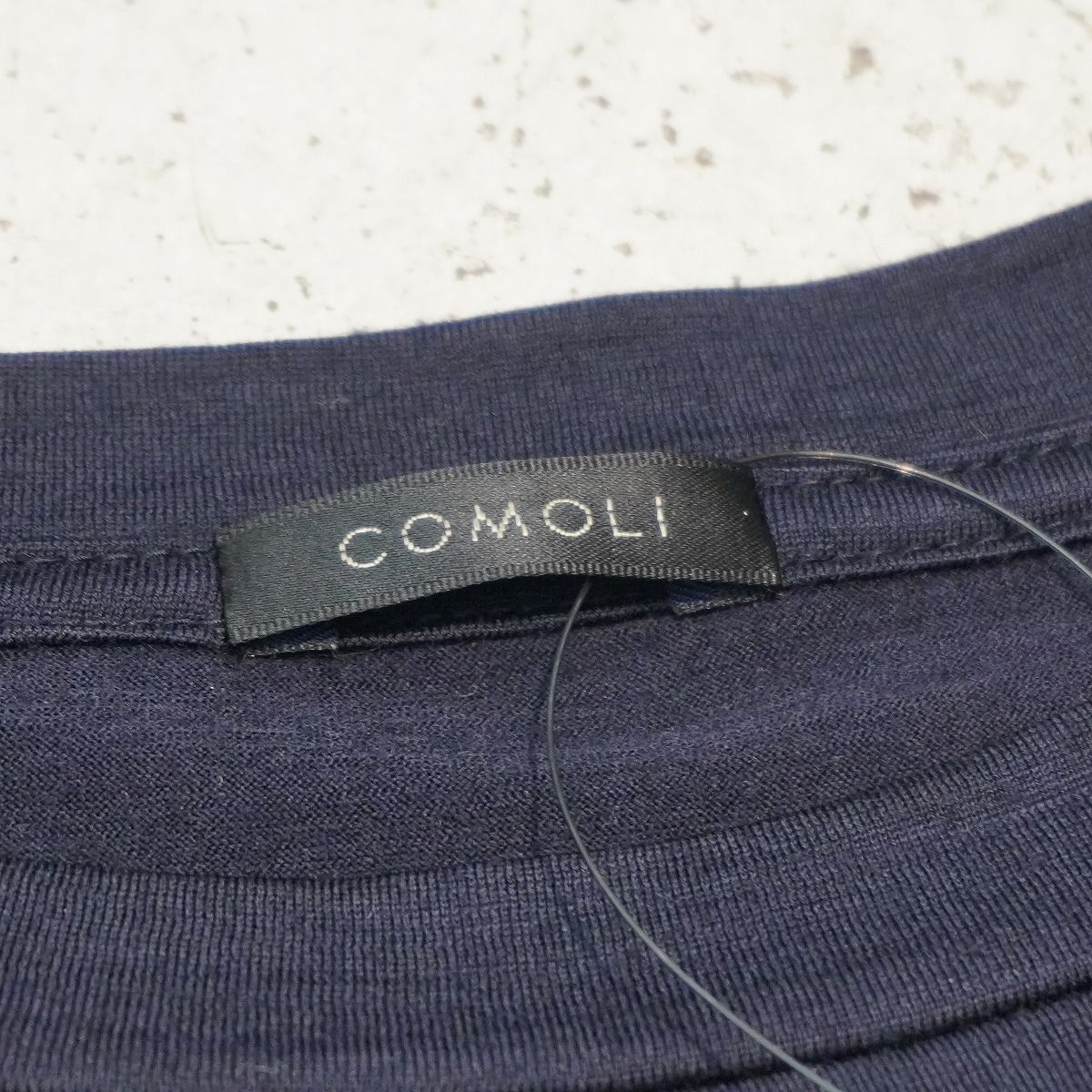 美品 正規 COMOLI コモリ サマーウール 長袖 クルー Navy 長袖 ニット