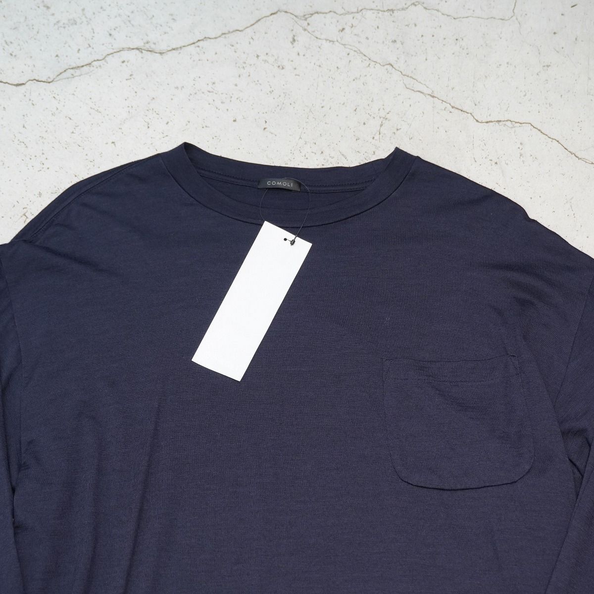 美品 正規 COMOLI コモリ サマーウール 長袖 クルー Navy 長袖 ニット