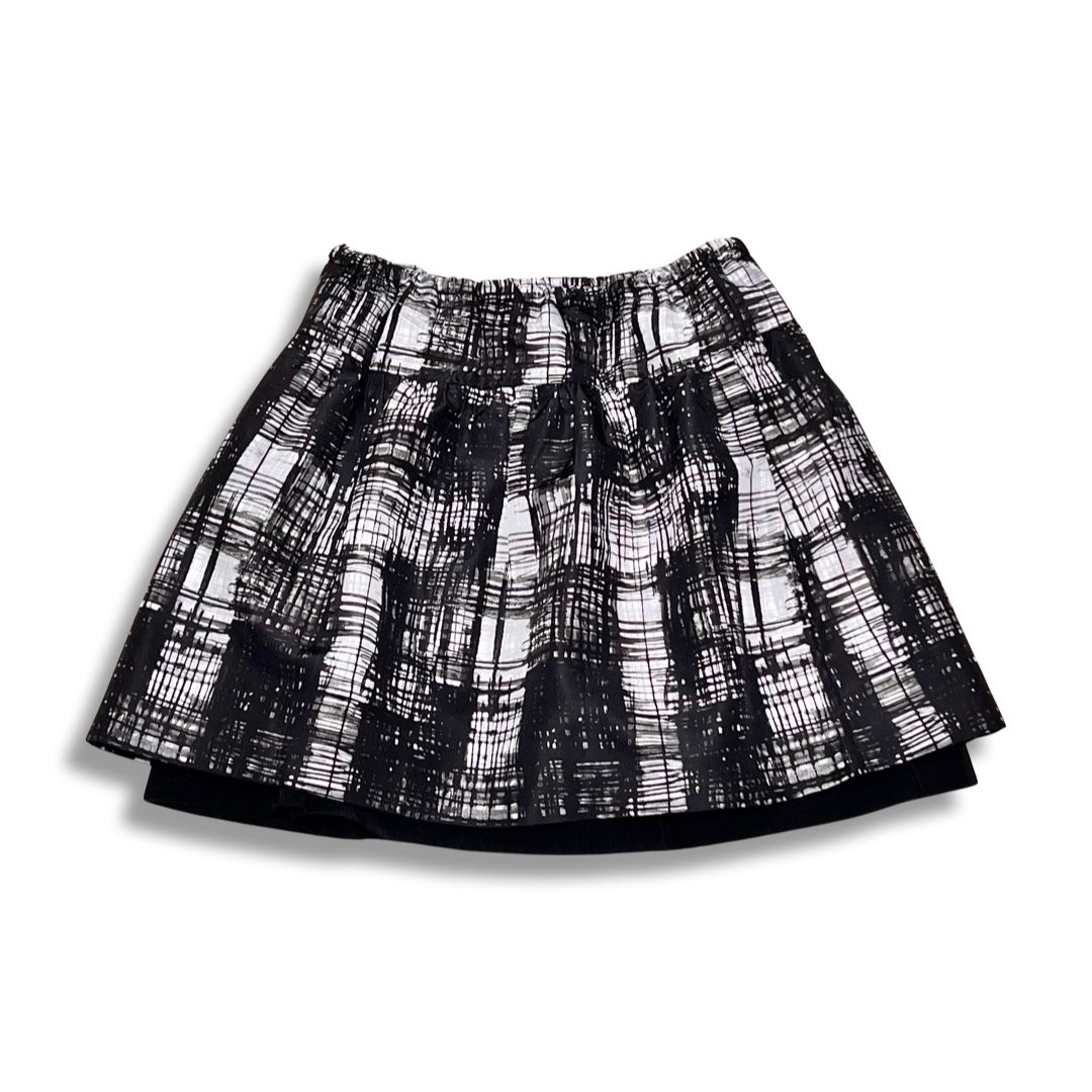 PRADA プラダ チェック柄 シルク フ ひざ上丈 スカート ブラック ホワイト size 38S