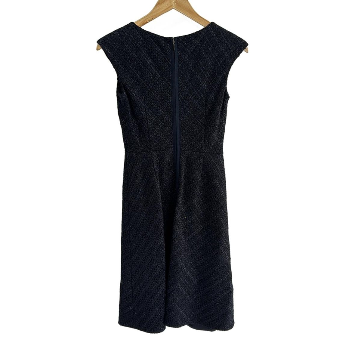 EPOCA エポカ ワンピース サイズ38 M レディース - ダークネイビー×黒 ノースリーブ ひざ丈 ツイード ラメ