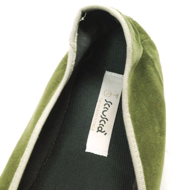  Sciuscia シューシャ イタリア製 TRAGARA ベルベット カンフーシューズ 40 25 cm リーフxフォグ グリーン ベロア シューズ g 23852 フラットシューズ バレエシューズ パンプス