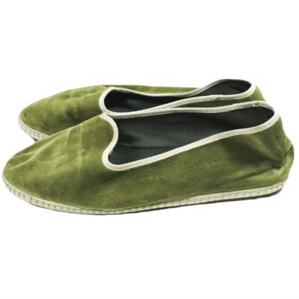 Sciuscia シューシャ イタリア製 TRAGARA ベルベット カンフーシューズ 40 25 cm リーフxフォグ グリーン ベロア シューズ g 23852