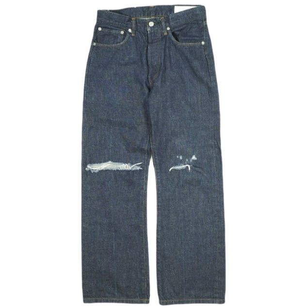 KURO x CITYSHOP クロ シティショップ 22AW 別注 クラッシュ加工 セルビッチデニムパンツ 28 Indigo ボタンフライ ジーンズ DENIM ボトムス g24202