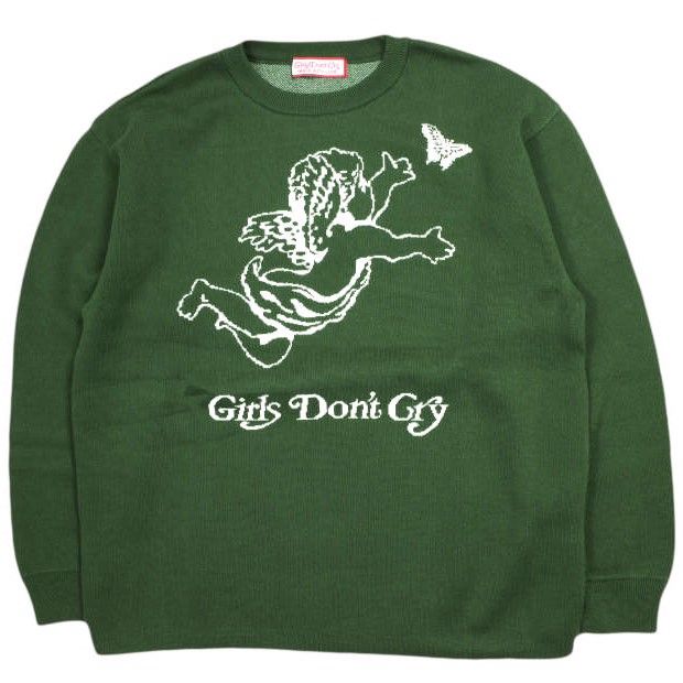 Girls Don t Cry ガールズドントクライ 24AW Angel Knit エンジェルニット S Green セーター VERDY コットン クルーネック トップス g24096
