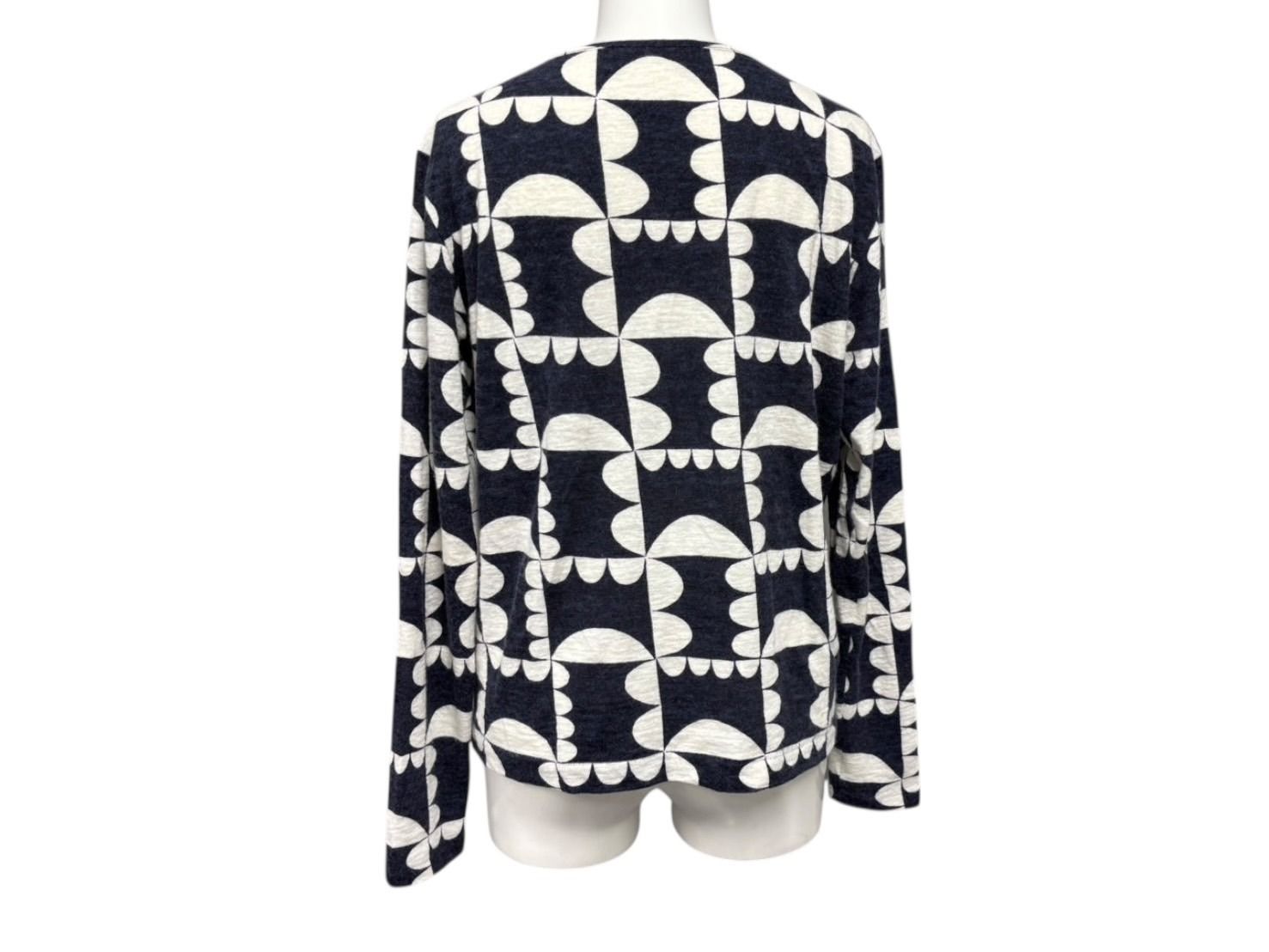 mina perhonen ミナペルホネン ハナグモ 長袖カットソー ネイビー ホワイト サイズ 38 アンゴラ 4b007792