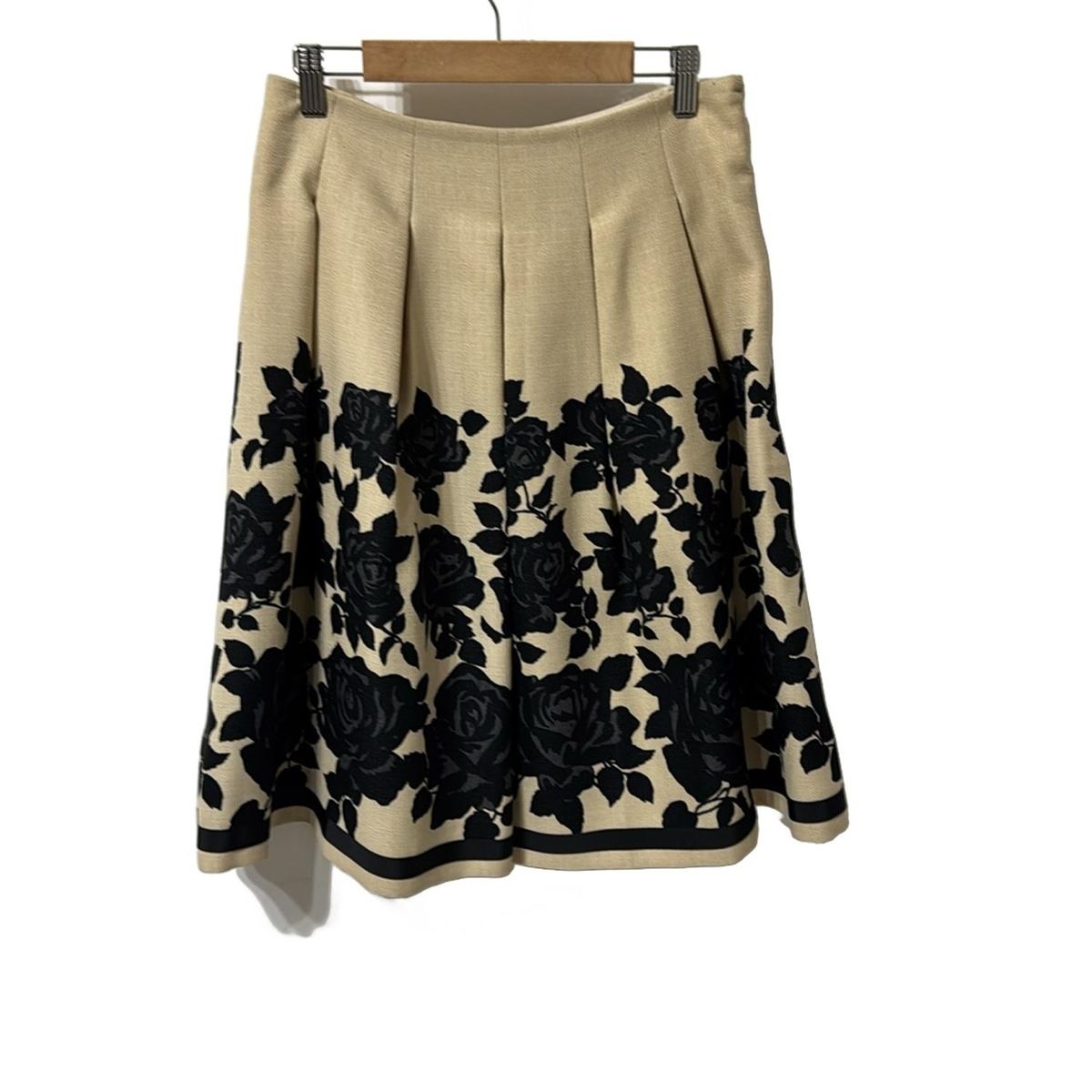 M S GRACY エムズグレイシー スカート サイズ38 M レディース - ベージュ×黒 ひざ丈 花柄