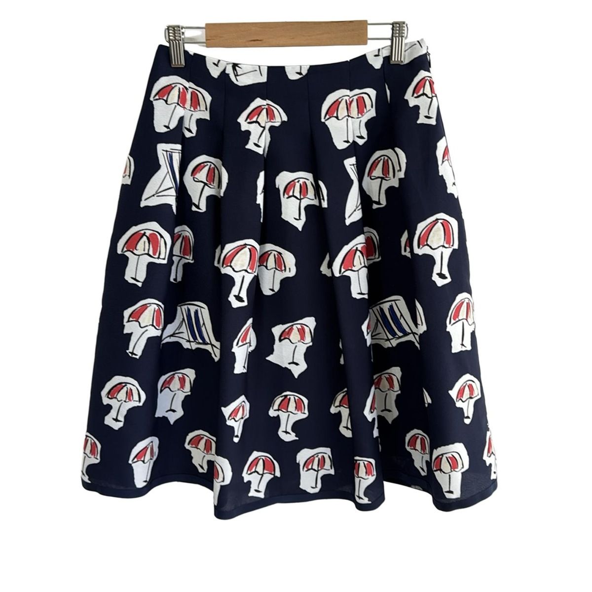 M S GRACY エムズグレイシー スカート サイズ38 M レディース - ネイビー×白×マルチ ひざ丈 パラソル柄