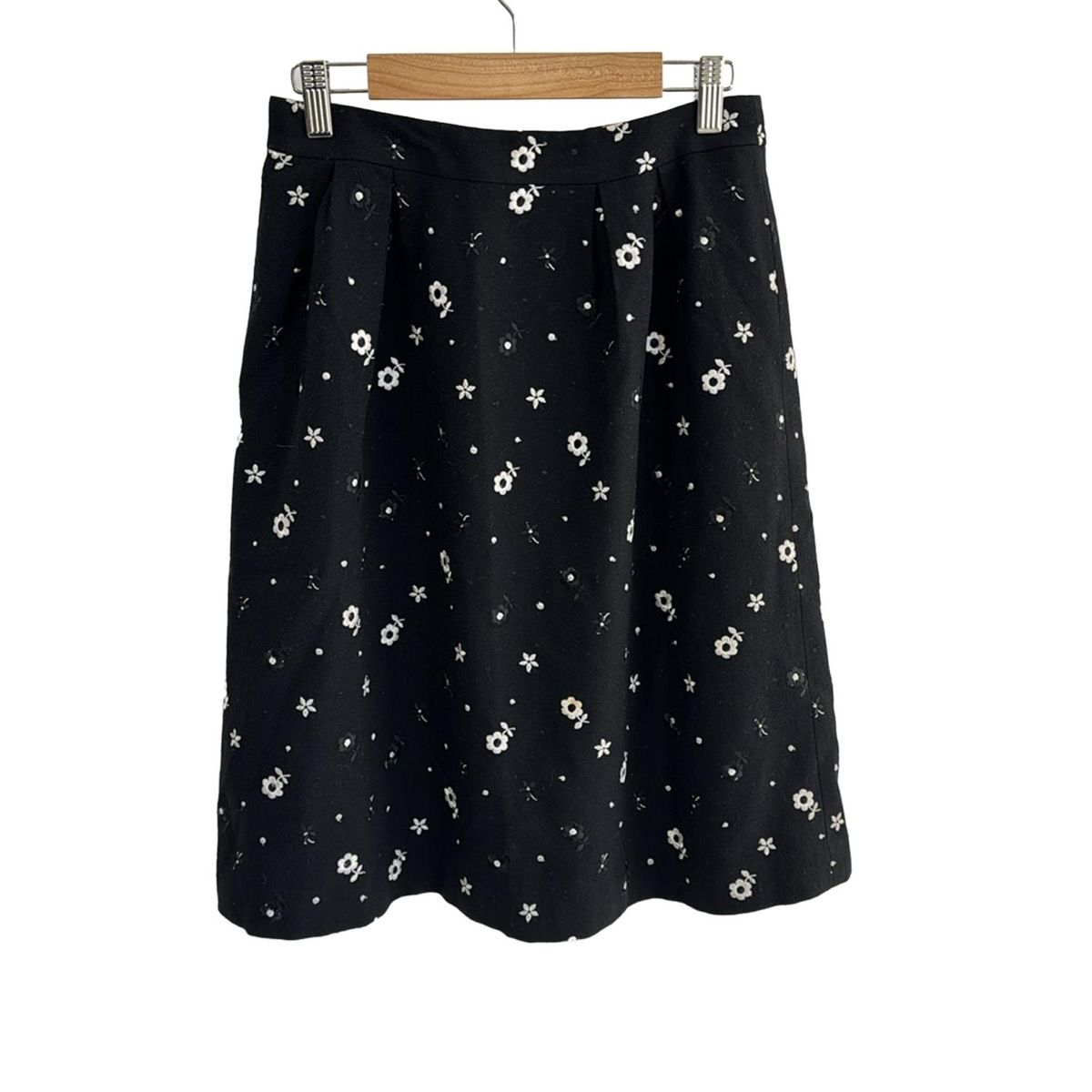 M S GRACY エムズグレイシー スカート サイズ40 M レディース - 黒×白×マルチ ひざ丈 花柄