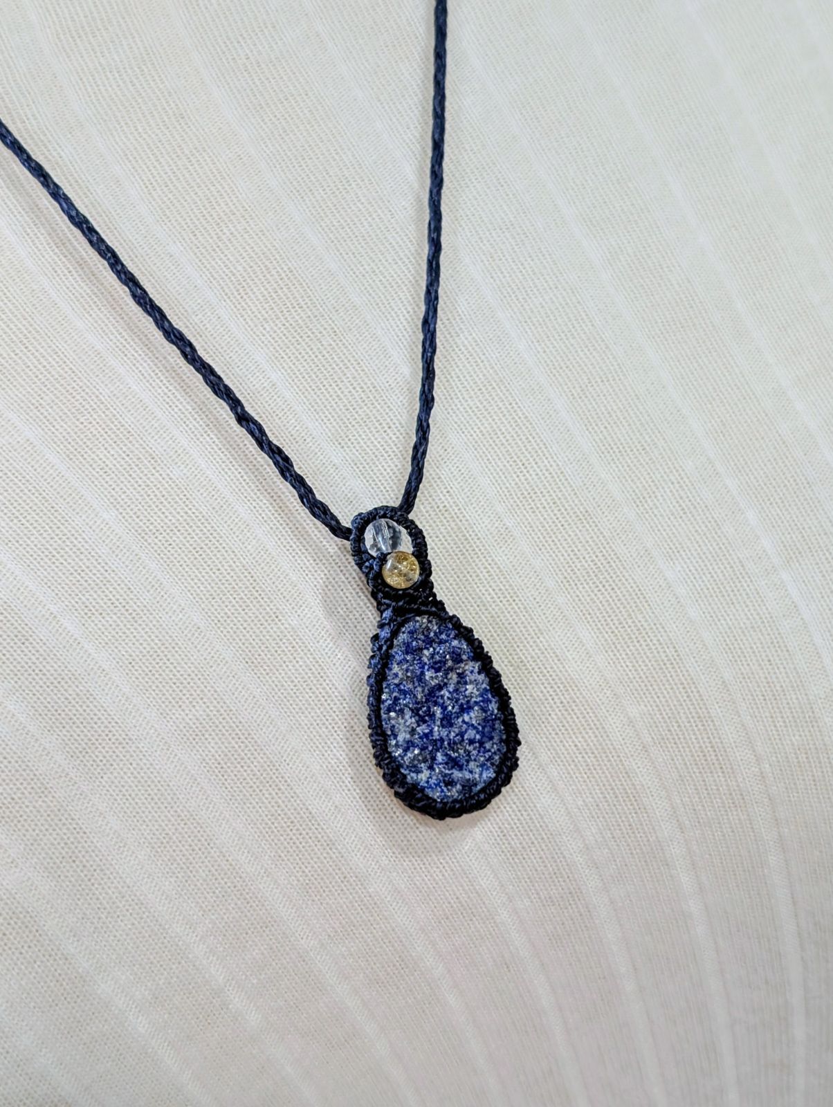 ☆Druzy☆ラピスラズリ・瑠璃☆マクラメ編みネックレス 465・マクラメ