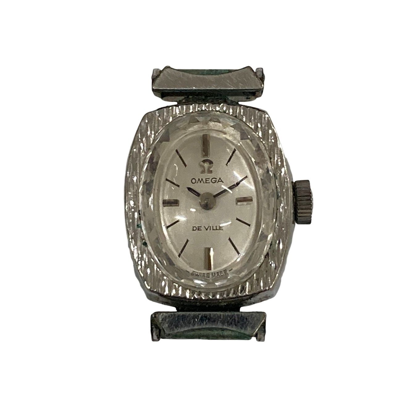 OMEGA オメガ カットガラス 腕時計レディース 手巻き シルバー文字盤 未稼働品 ジャンク品 12510K412