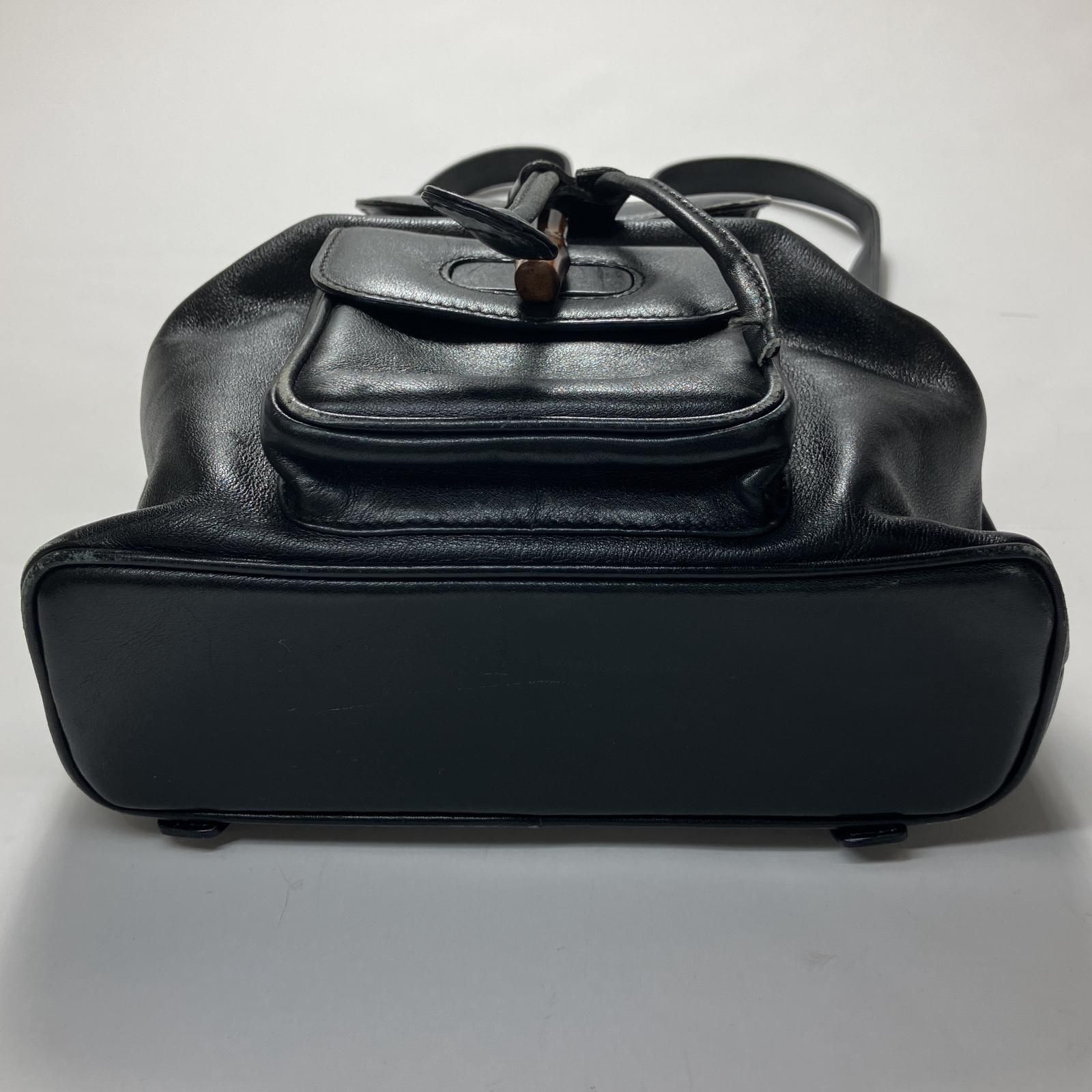 GUCCI グッチ レザー バンブー ミニ リュック 一部破損有 003-2034-0030 ブラック