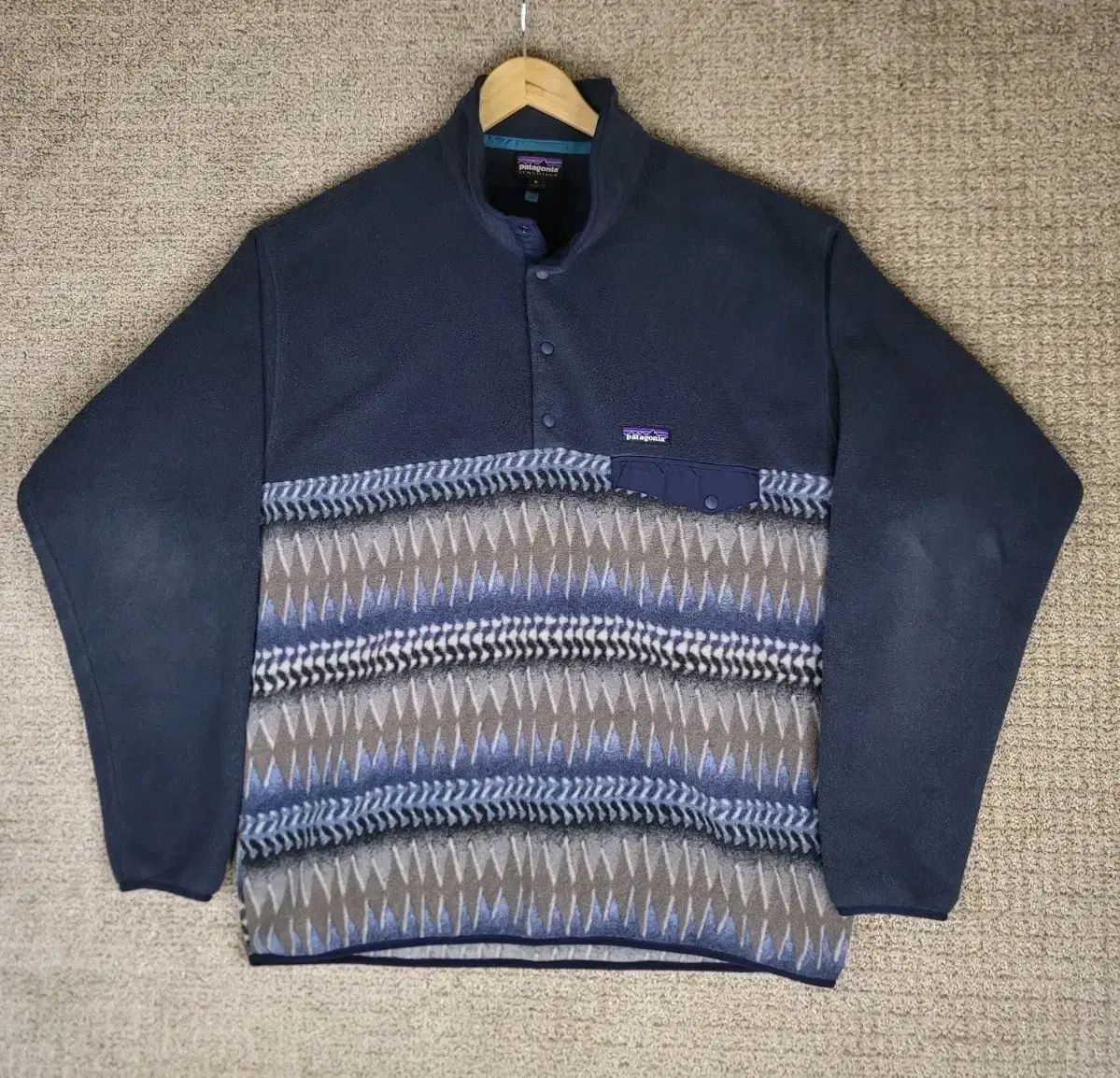 01FW patagonia パタゴニア Synchilla シンチラ スナップ-T ネイビー ブルー グレー パータン