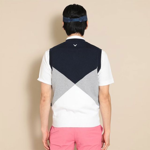 種類5：ネイビー(1120)/3L キャロウェイ アーガイル 綿タッチ Vネック