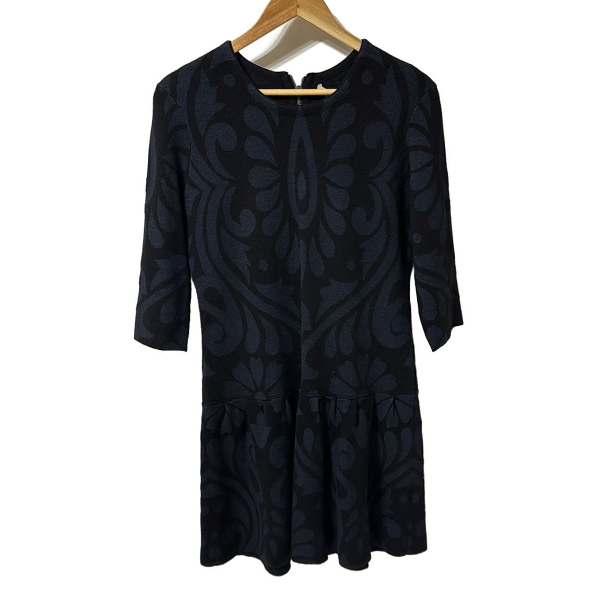 BURBERRY BRIT バーバリーブリット ワンピース サイズM レディース - 黒×ネイビー クルーネック 七分袖 ひざ丈 ニット