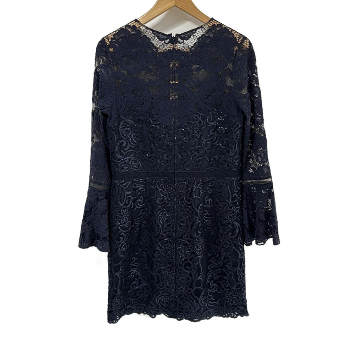 タダシショージ ワンピース サイズ10 L レディース - ダークネイビー 長袖 ロング メッシュ フラワー 花